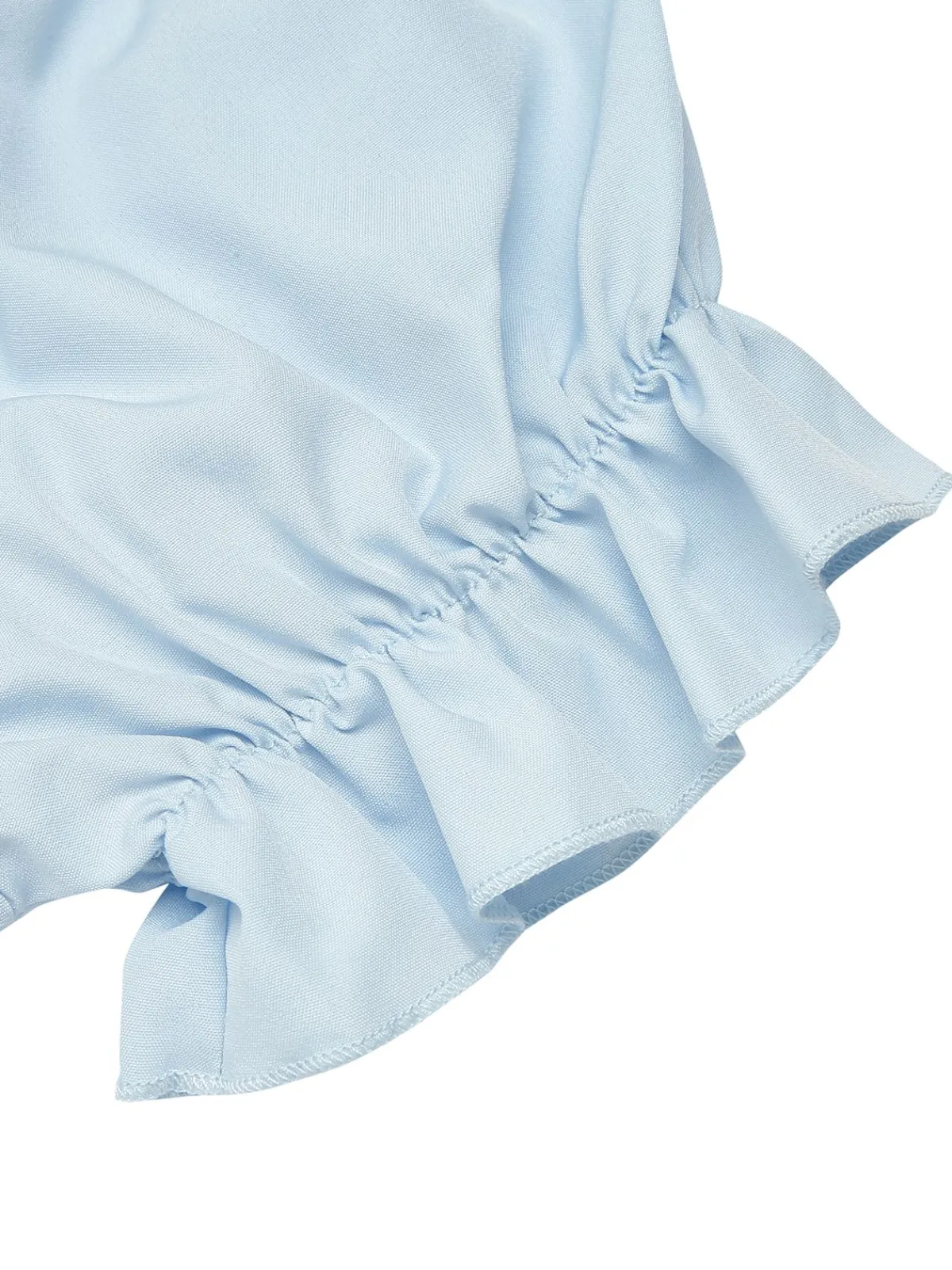 Sale Retro Stage 1950s Solid Puff Sleeves Tops Sky Blue