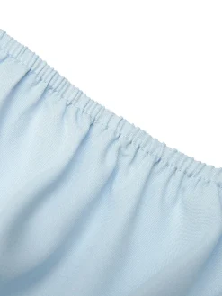 Sale Retro Stage 1950s Solid Puff Sleeves Tops Sky Blue