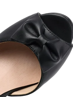 New Retro Stage Solid Bow Peep Toe High Heels Sandals