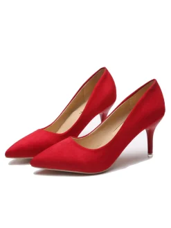 Clearance Retro Stage Solid Color Suede Thin Heels Pumps