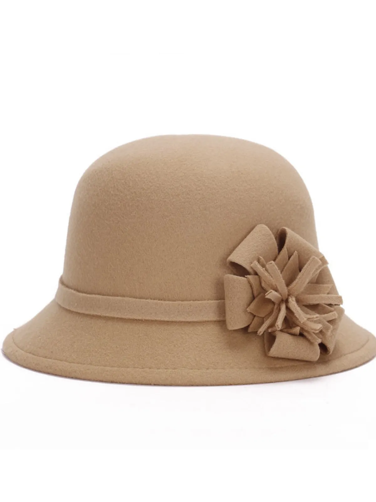 Outlet Retro Stage Solid Imitation Wool Knot Cloche Hat