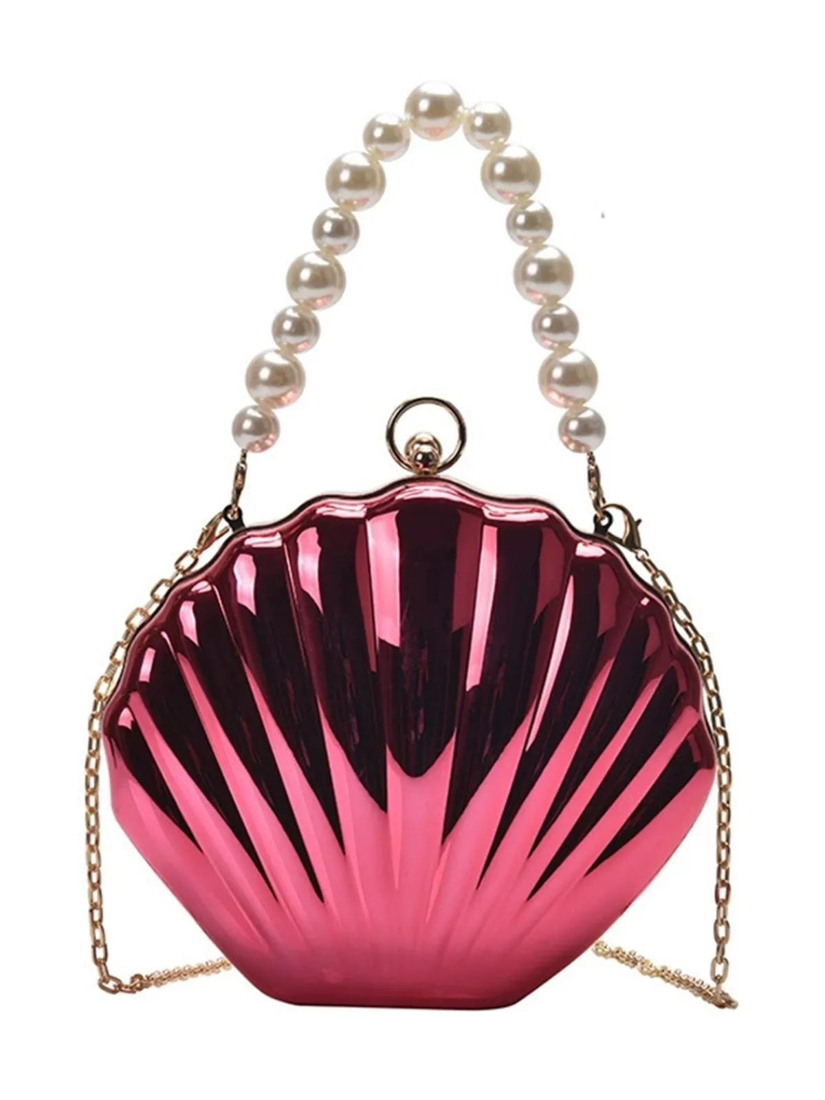 Hot Retro Stage Solid Pearl Metal Shell Bag
