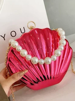 Hot Retro Stage Solid Pearl Metal Shell Bag