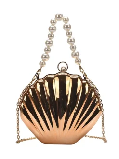 Hot Retro Stage Solid Pearl Metal Shell Bag