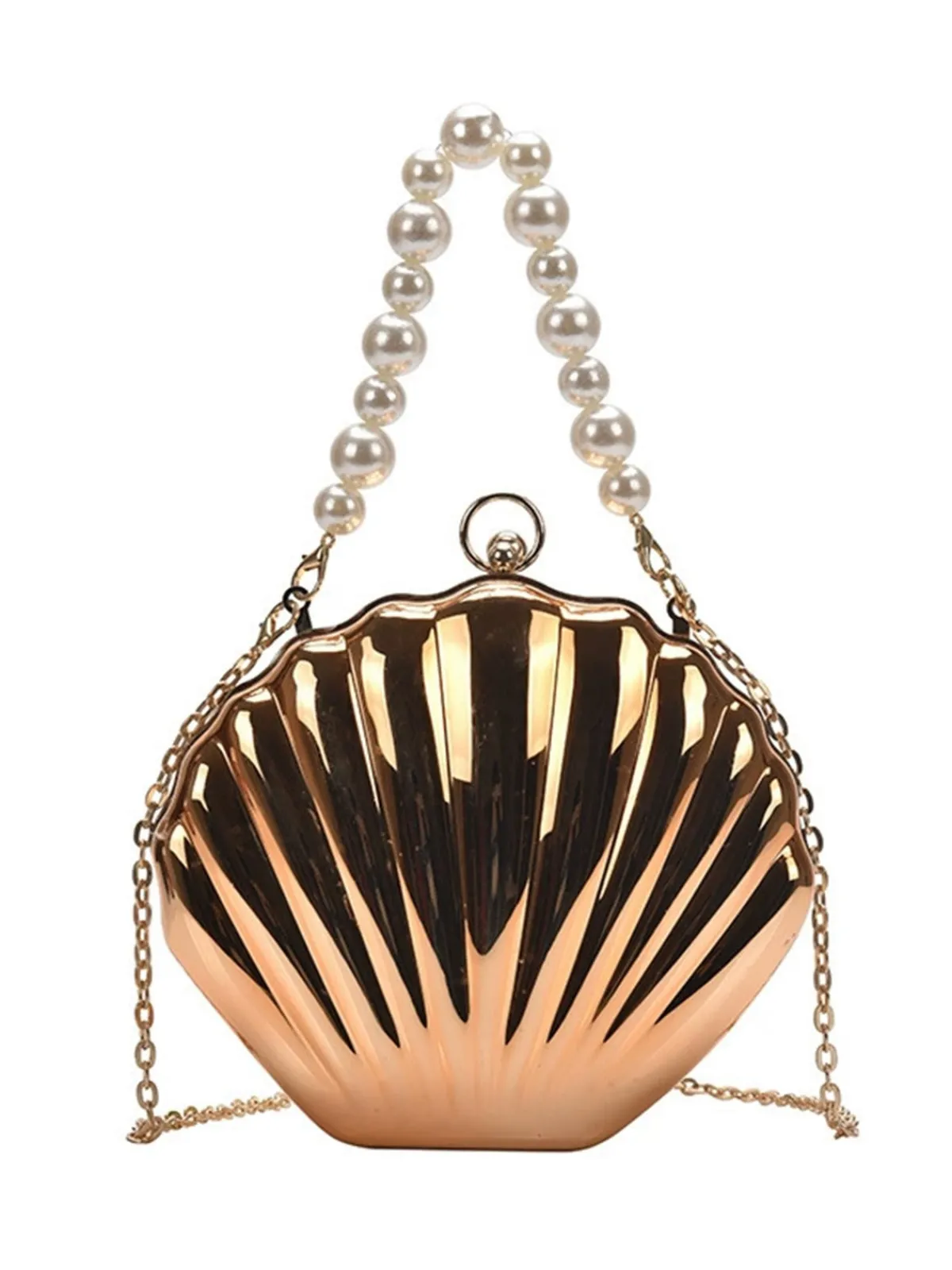 Hot Retro Stage Solid Pearl Metal Shell Bag