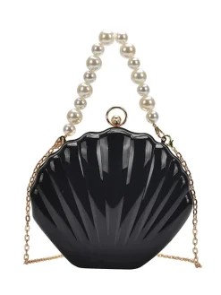 Hot Retro Stage Solid Pearl Metal Shell Bag