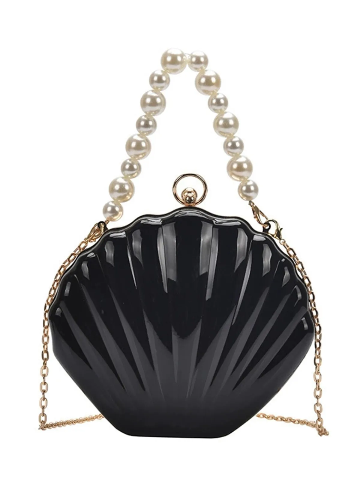Hot Retro Stage Solid Pearl Metal Shell Bag