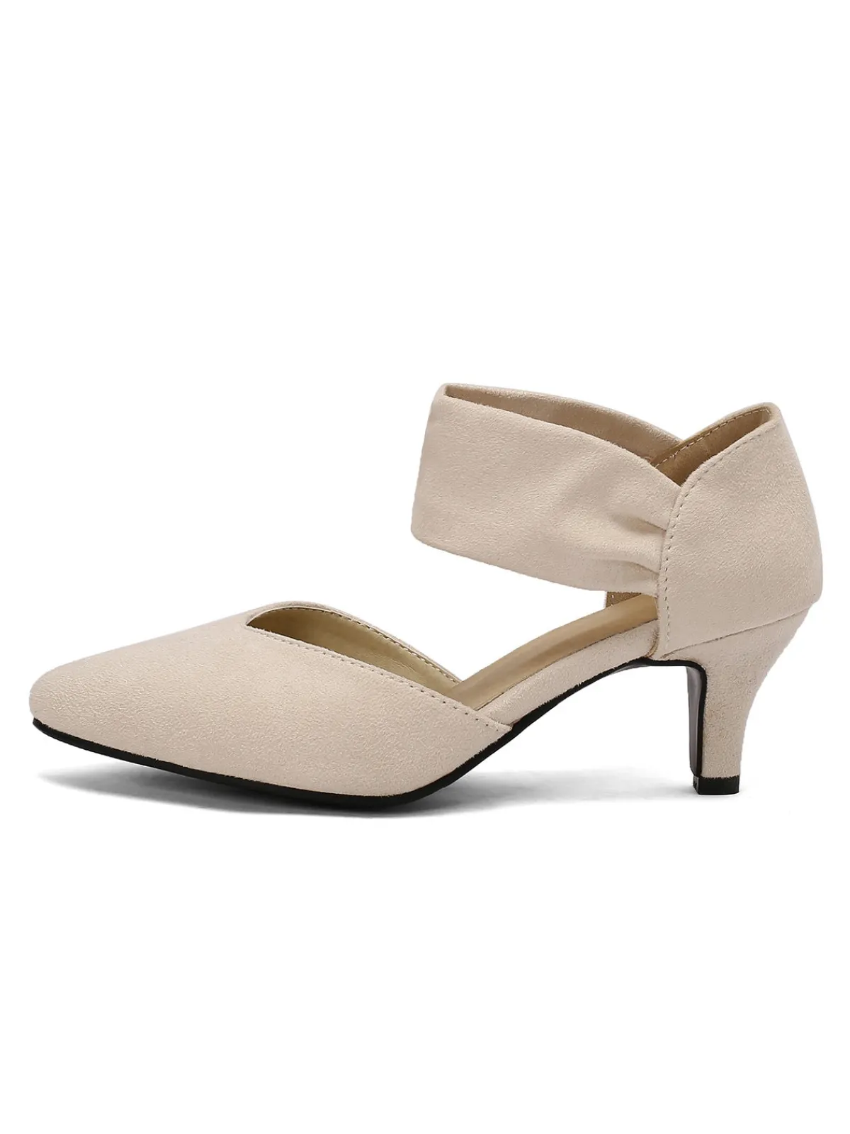 Clearance Retro Stage Solid Pointed Toe Suede Kitten Heels