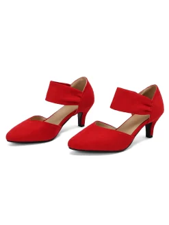 Clearance Retro Stage Solid Pointed Toe Suede Kitten Heels