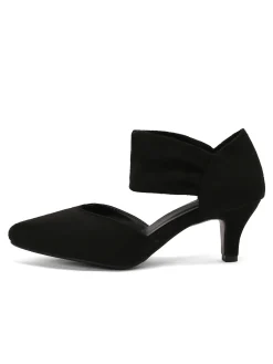 Clearance Retro Stage Solid Pointed Toe Suede Kitten Heels