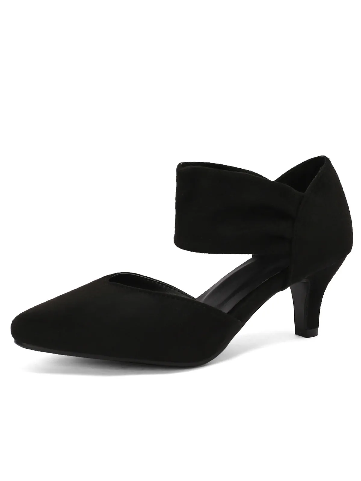 Clearance Retro Stage Solid Pointed Toe Suede Kitten Heels