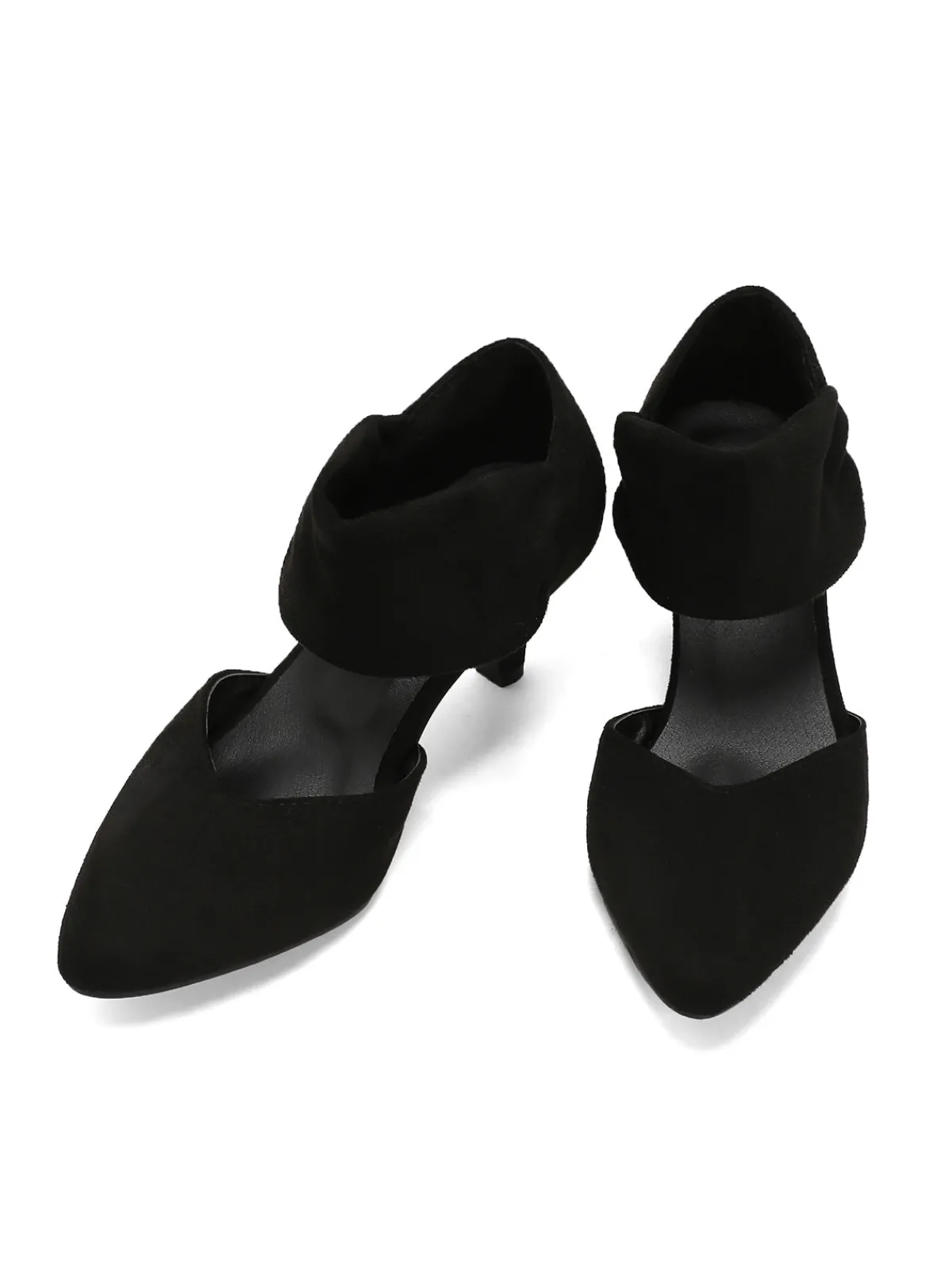 Clearance Retro Stage Solid Pointed Toe Suede Kitten Heels