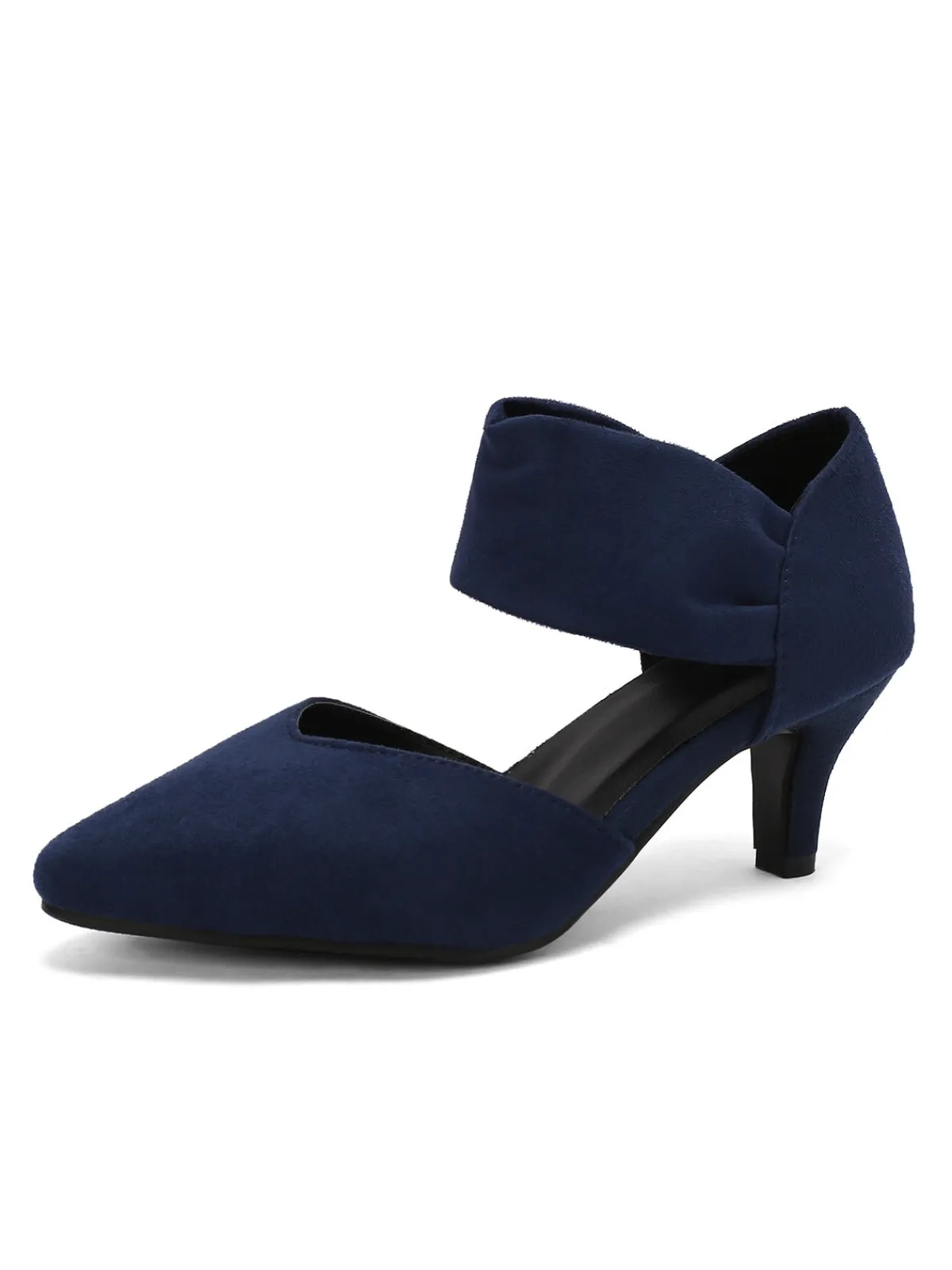 Clearance Retro Stage Solid Pointed Toe Suede Kitten Heels