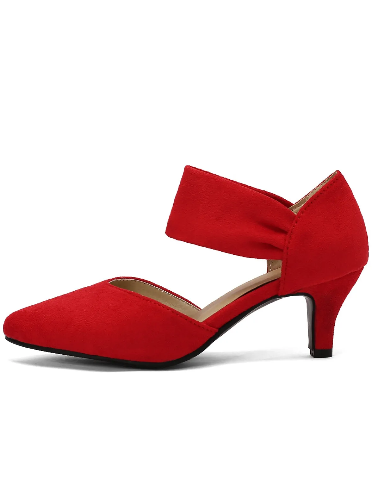 Clearance Retro Stage Solid Pointed Toe Suede Kitten Heels