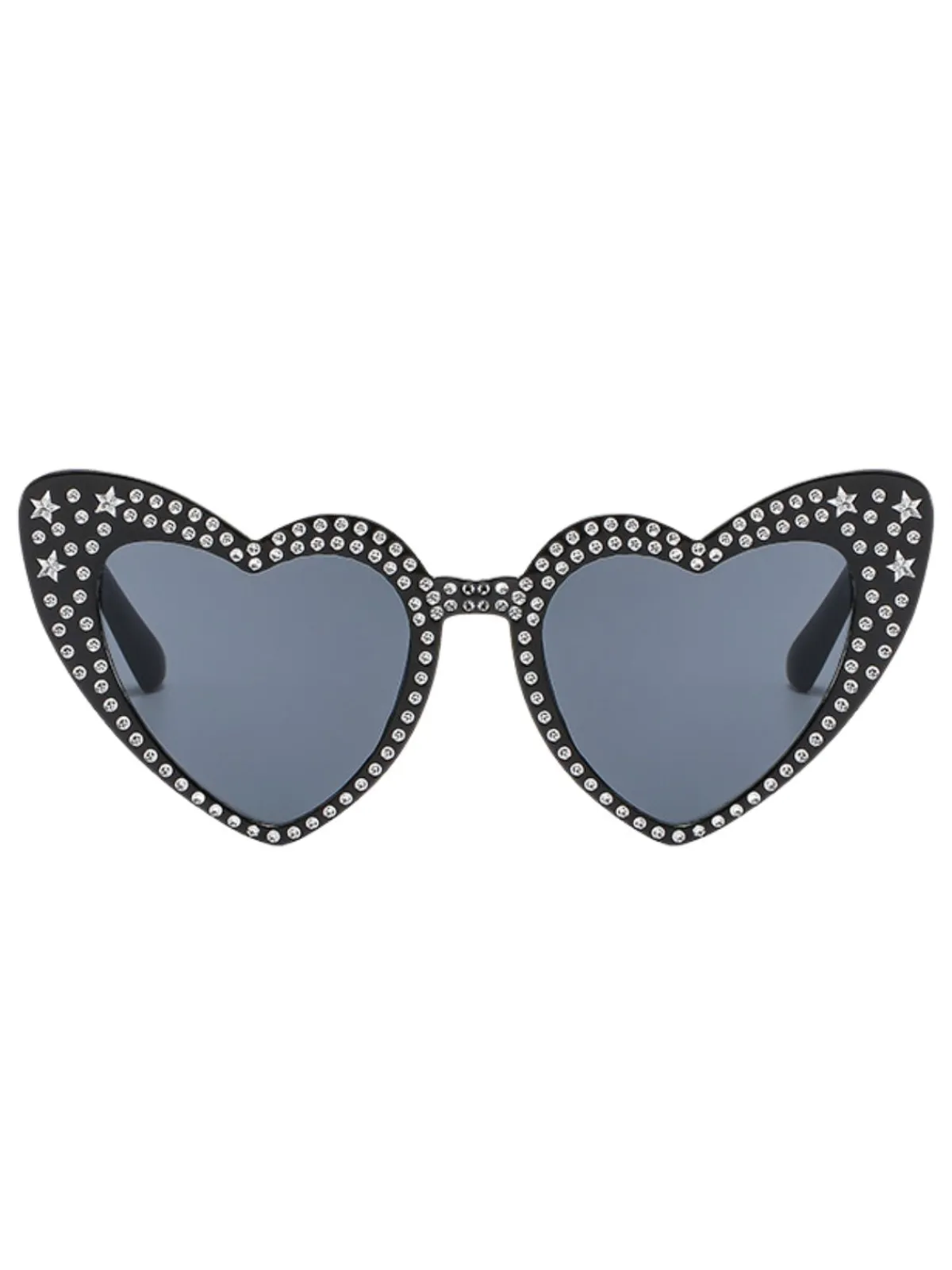 Sale Retro Stage Solid Rhinestone Heart Frame Sunglasses