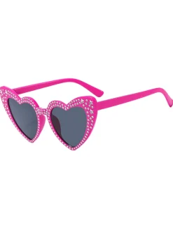 Sale Retro Stage Solid Rhinestone Heart Frame Sunglasses
