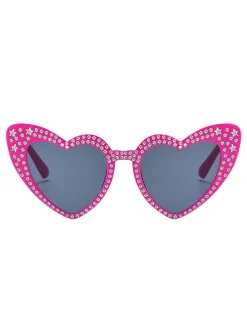 Sale Retro Stage Solid Rhinestone Heart Frame Sunglasses