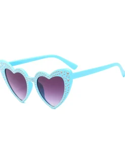 Sale Retro Stage Solid Rhinestone Heart Frame Sunglasses