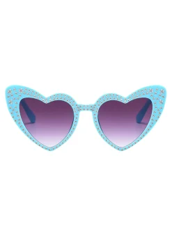 Sale Retro Stage Solid Rhinestone Heart Frame Sunglasses