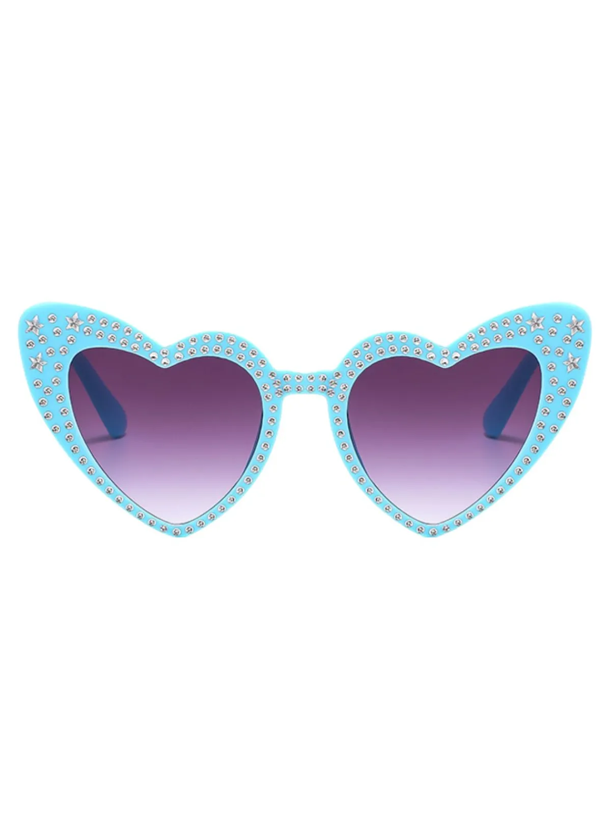 Sale Retro Stage Solid Rhinestone Heart Frame Sunglasses