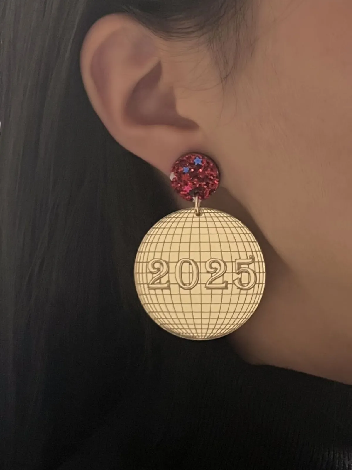 New Retro Stage Sparkling 2025 Glitter Disco Earrings