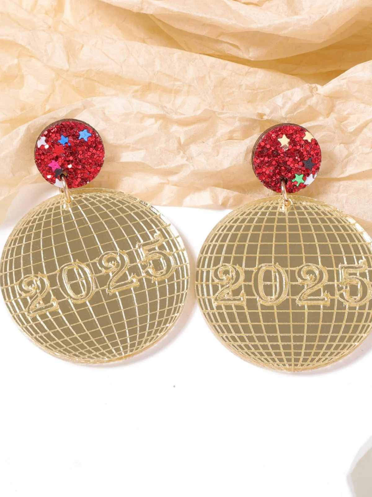 New Retro Stage Sparkling 2025 Glitter Disco Earrings