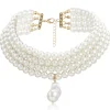 Online Retro Stage Special-Shaped Pendant Multi-Layered Pearl Necklace