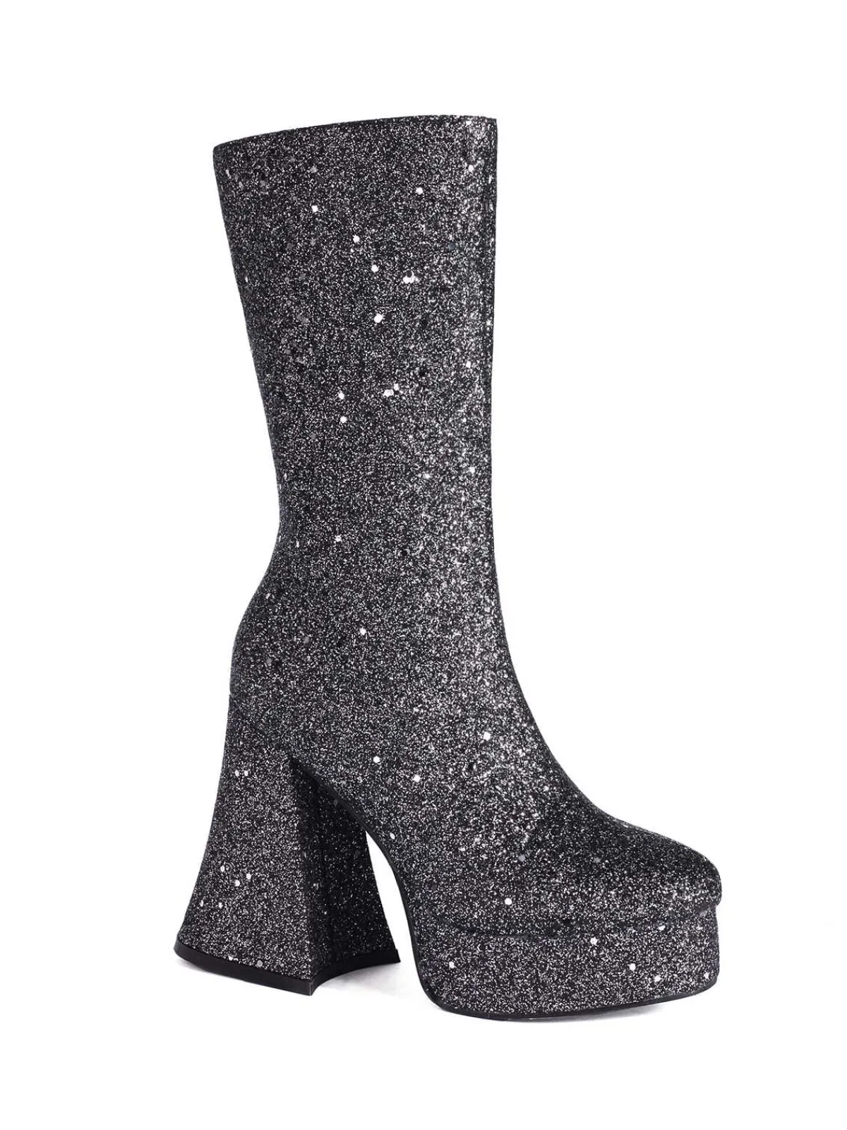 Outlet Retro Stage Square Toe Sequined Chunky Heel Mid-Calf Boots