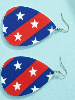 Online Retro Stage Star‑Spangled Independence Day Teardrop Earrings