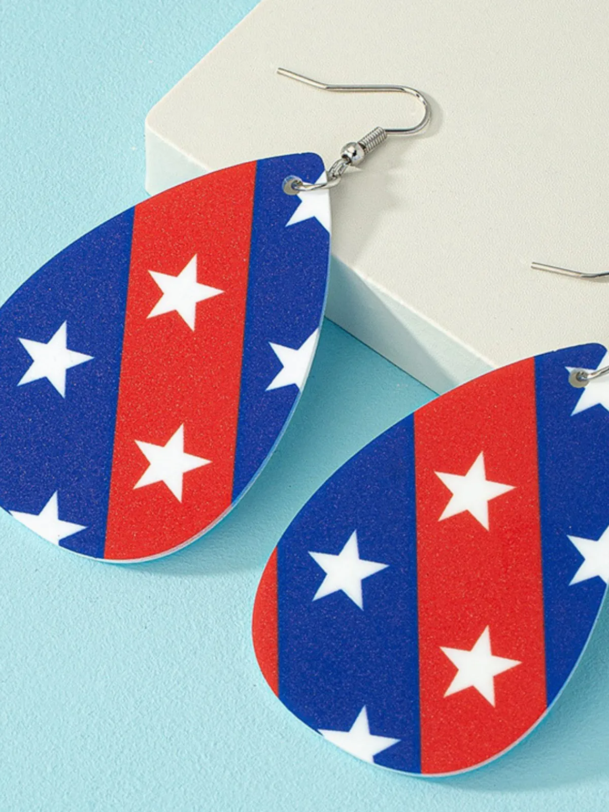 Online Retro Stage Star‑Spangled Independence Day Teardrop Earrings