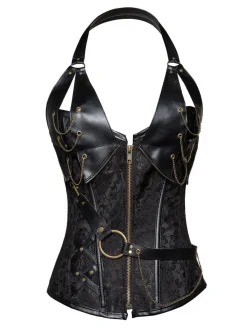Outlet Retro Stage Steampunk Halter Leather Gothic Corset