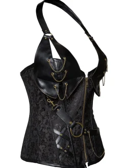 Outlet Retro Stage Steampunk Halter Leather Gothic Corset