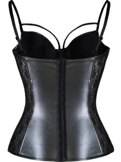 Best Retro Stage Steampunk Leather Gothic Strap Buckle Slip Corset Black