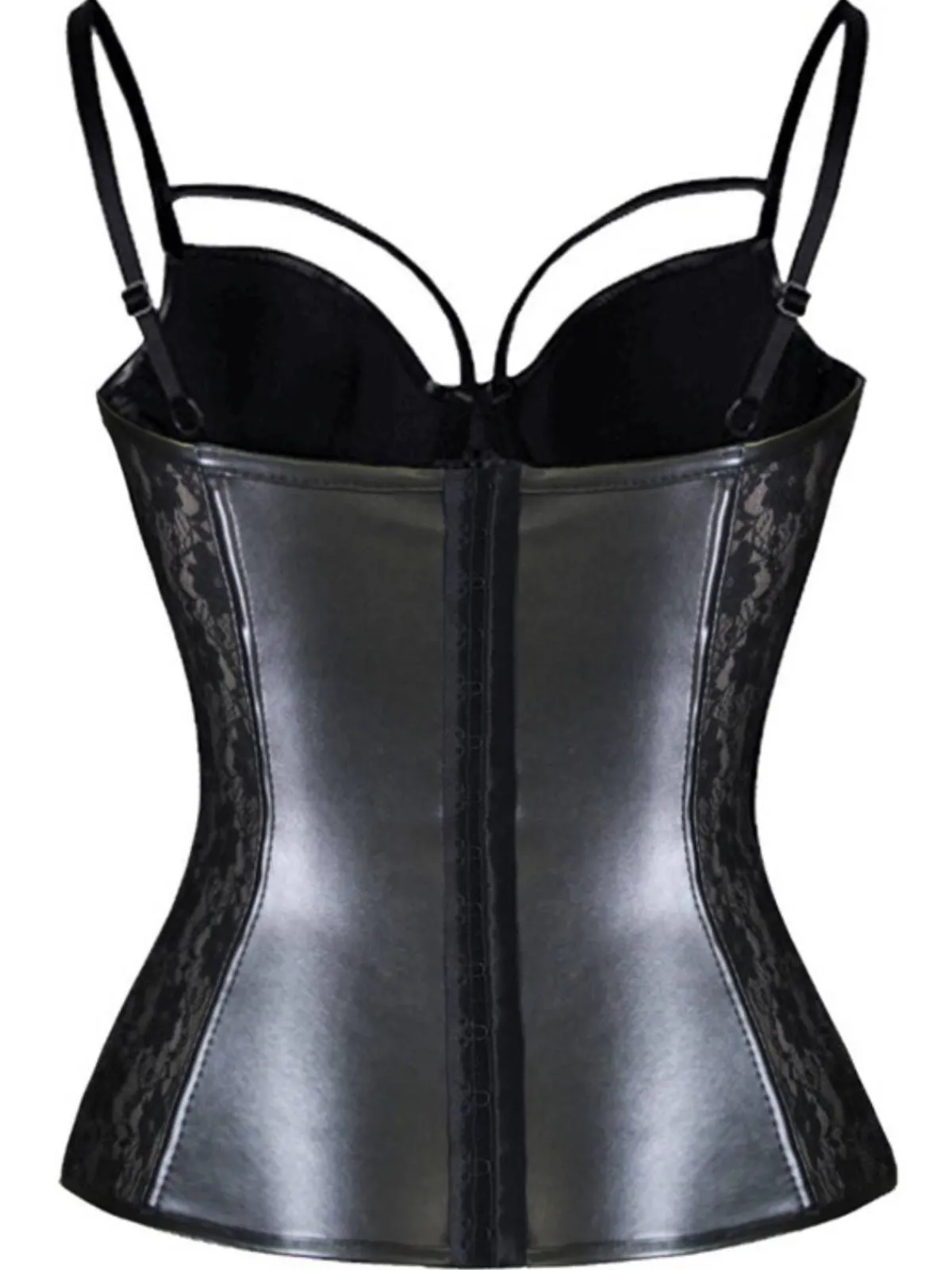 Best Retro Stage Steampunk Leather Gothic Strap Buckle Slip Corset Black