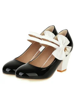 Discount Retro Stage Straps Bowknot High Heels Shoes