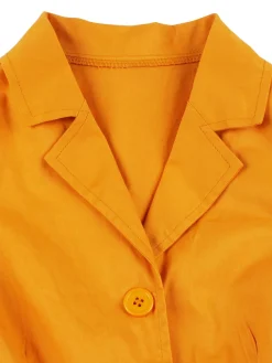 Sale Retro Stage 1950s Buttoned Lapel Belted Dress Turmeric