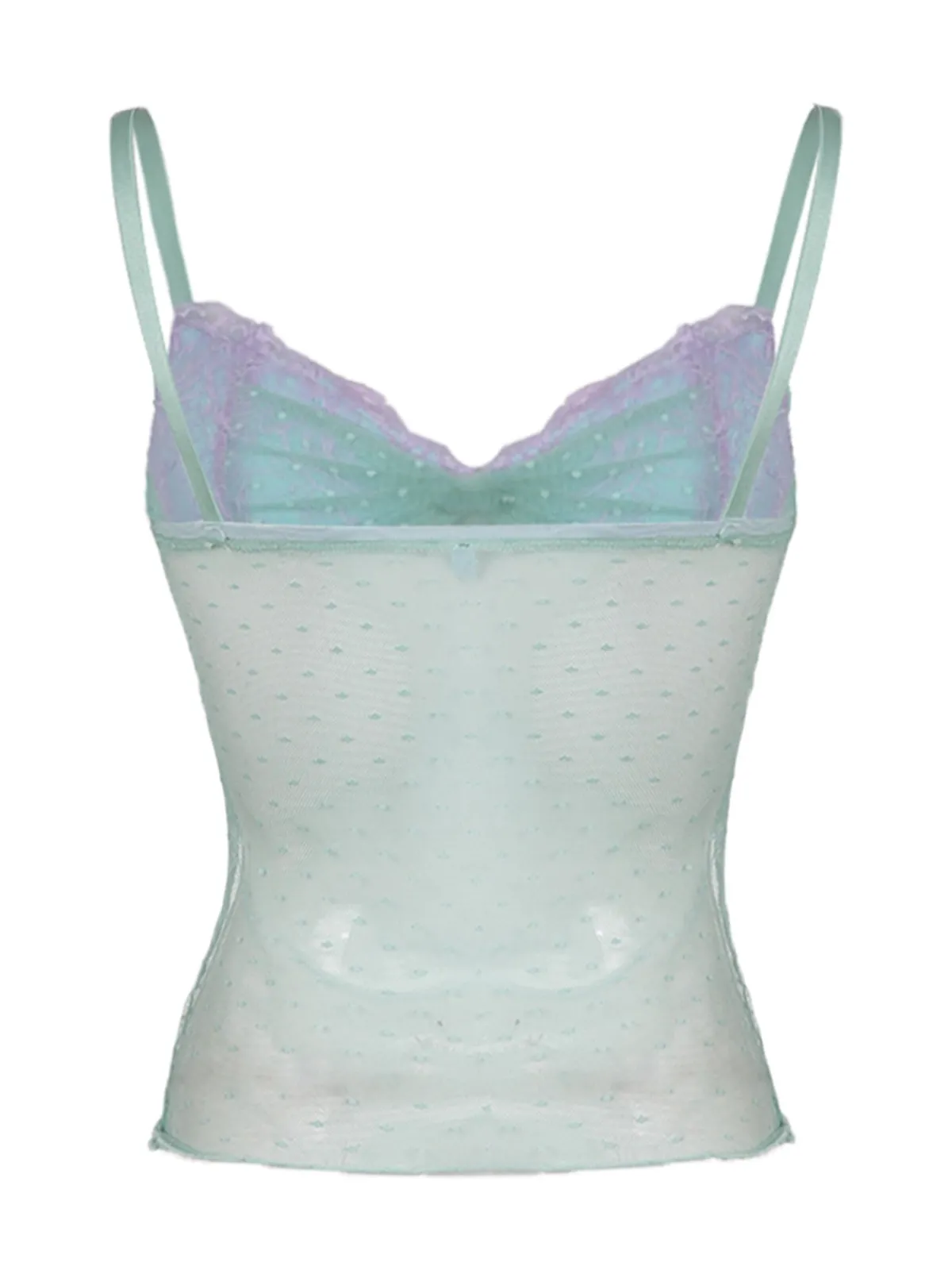 Hot Retro Stage 1940s Dots Mesh Mermaid Camisole Turquoise
