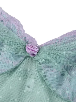 Hot Retro Stage 1940s Dots Mesh Mermaid Camisole Turquoise