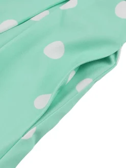 Outlet Retro Stage 1950s Patchwork Polka Dots Dress Turquoise