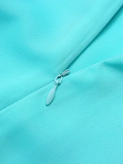 Outlet Retro Stage Turquoise 1930s Polka Dots Ruffles Dress Blue Green