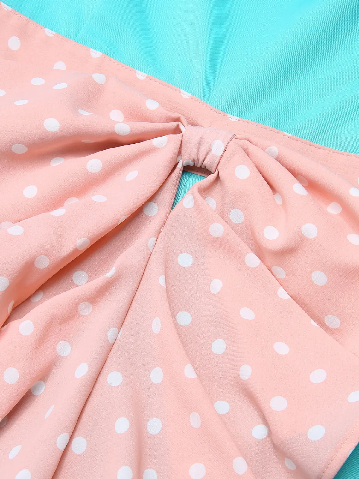 Outlet Retro Stage Turquoise 1930s Polka Dots Ruffles Dress Blue Green