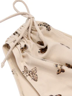 Best Retro Stage [US Warehouse] 1950s Butterfly Mesh Lace-Up Swimsuit Apricot