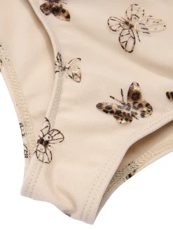 Best Retro Stage [US Warehouse] 1950s Butterfly Mesh Lace-Up Swimsuit Apricot