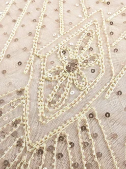 Discount Retro Stage [US Warehouse] Sequin Gatsby Maxi Dresses Apricot