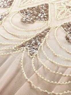 Discount Retro Stage [US Warehouse] Sequin Gatsby Maxi Dresses Apricot