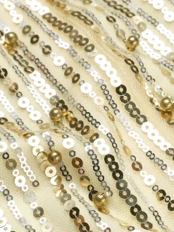 Fashion Retro Stage [US Warehouse] 1920s Sequined Embellished Dress Beige