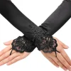 Hot Retro Stage [US Warehouse] Black 1920s Fingerless Lace Gloves