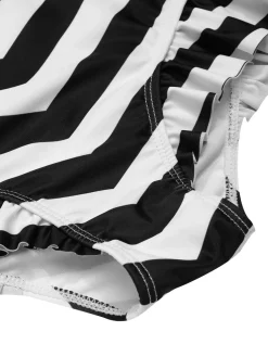 Outlet Retro Stage [US Warehouse] Black 1950s Contrast Bow Ruffle Stripes Bikini