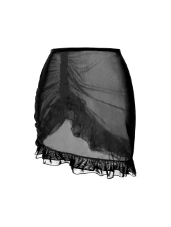 Discount Retro Stage [US Warehouse] 1970s Double-Layered Ruffled Cover-Up Black