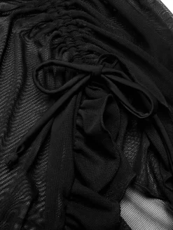 Discount Retro Stage [US Warehouse] 1970s Double-Layered Ruffled Cover-Up Black